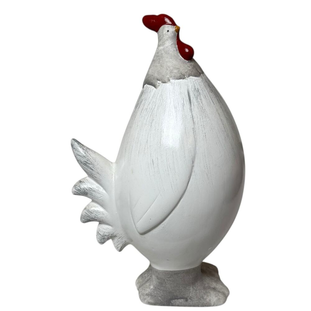 Ceramic Chicken Hen Hand Painted White